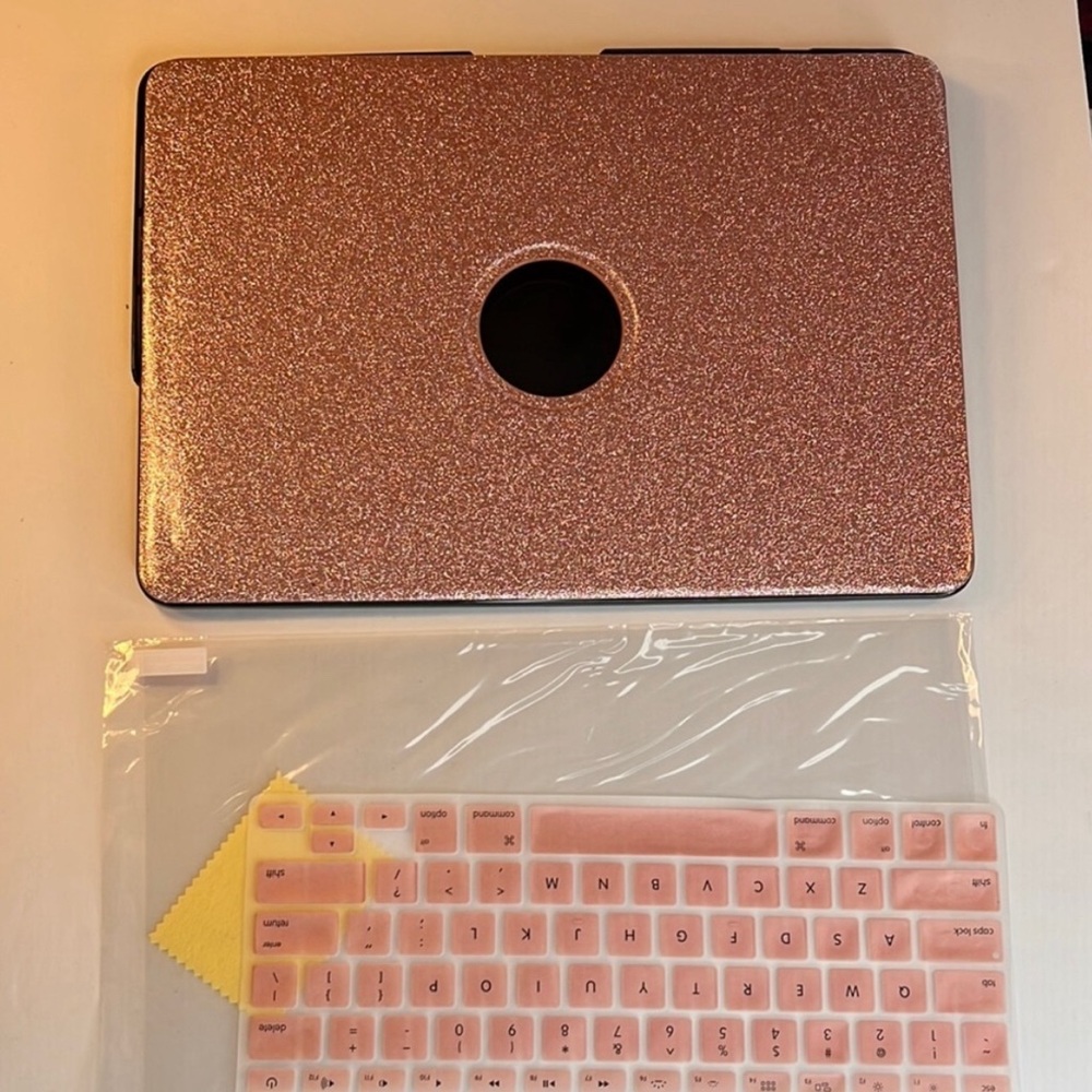 Apple Glitter Pink Laptop Case with Keyboard Cover